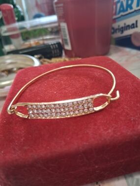 Source Unknown Gold Crystal Bar Bangle Bracelet
